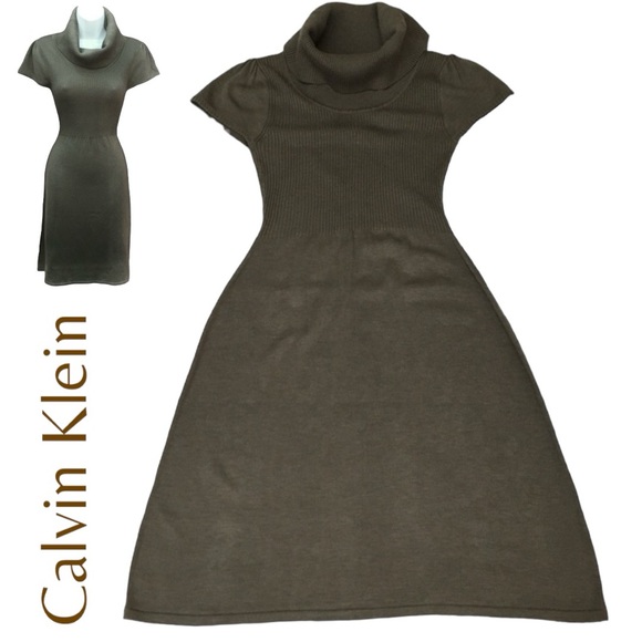 Calvin Klein Brown Cowl Neck Sweater Dress - Women’s Medium - Picture 13 of 15
